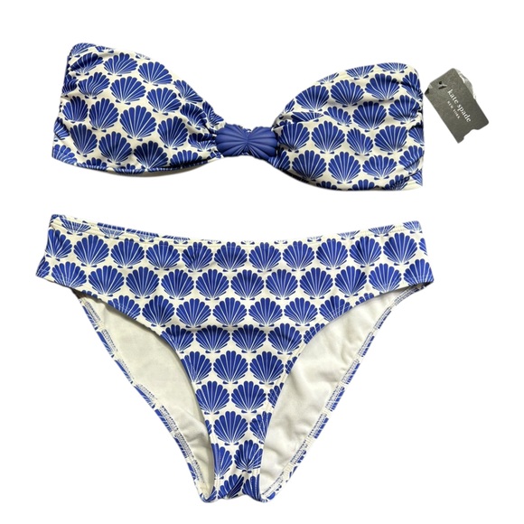 KATE SPADE Blueberry Shell Print Bandeau Bikini swim Top & Bottom set NWT - Picture 3 of 12